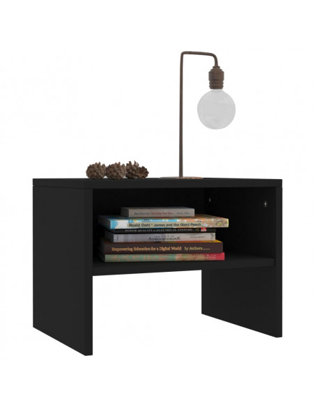 Comodino Nero 40x30x30 cm in Legno Multistrato