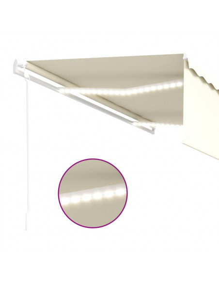 Tenda Automatica con Parasole Sensore Vento e LED 5x3 m Crema