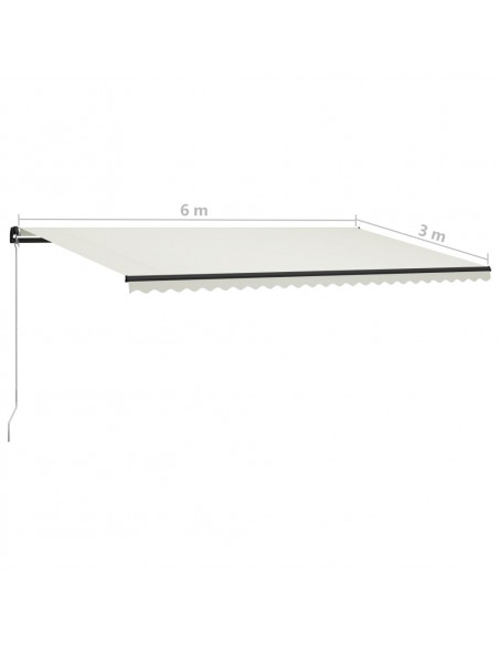 Tenda da Sole Retrattile Manuale con LED 600x300 cm Crema