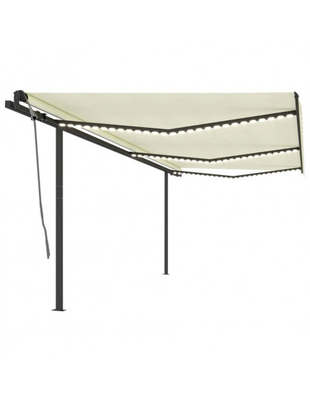 Tenda da Sole Retrattile Manuale con LED 6x3,5 m Crema