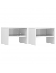 Comodini 2 pz Bianco Lucido 40x30x30 cm in Legno Multistrato 2