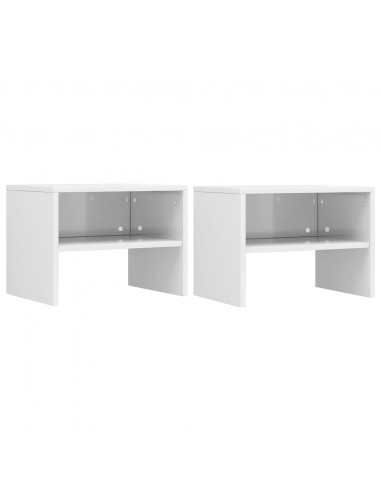 Comodini 2 pz Bianco Lucido 40x30x30 cm in Legno Multistrato