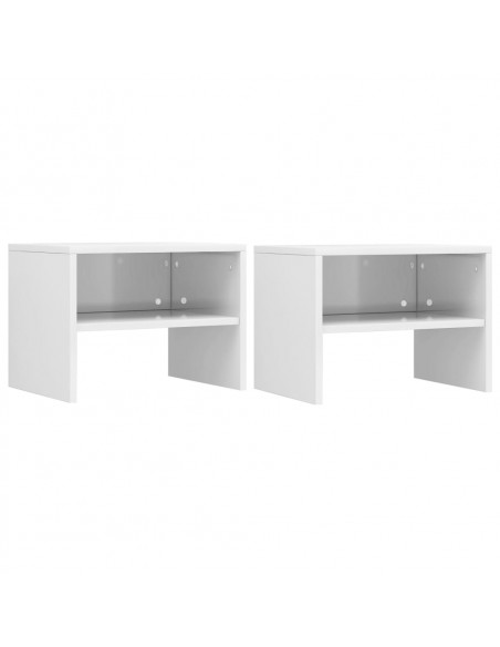 Comodini 2 pz Bianco Lucido 40x30x30 cm in Legno Multistrato