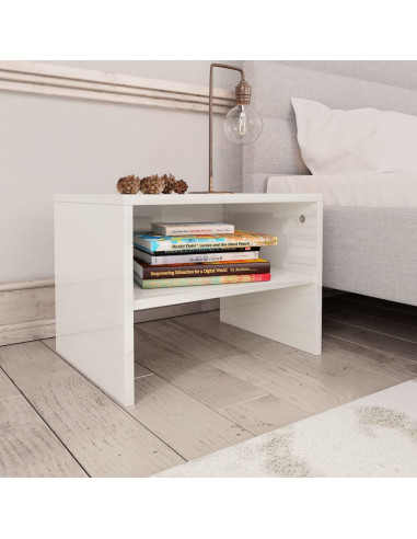 Comodini 2 pz Bianco Lucido 40x30x30 cm in Legno Multistrato