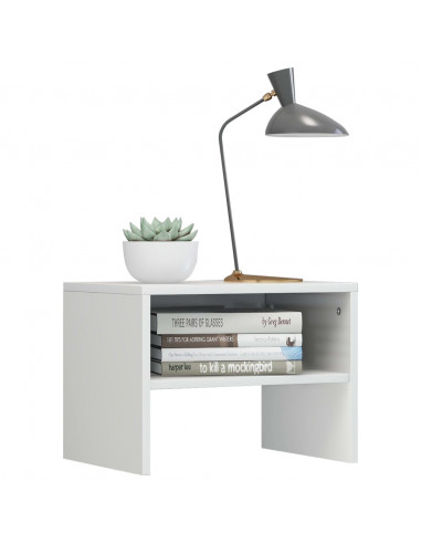 Comodini 2 pz Bianco Lucido 40x30x30 cm in Legno Multistrato