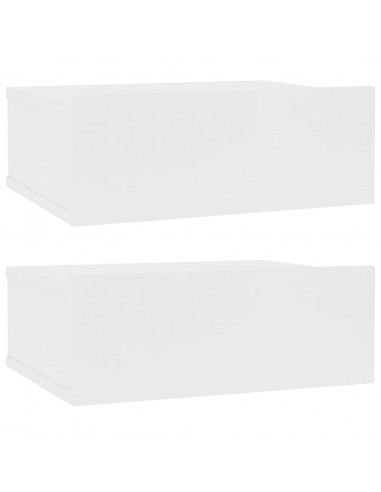 Comodini Pensili 2pz Bianchi 40x30x15 cm in Legno Multistrato