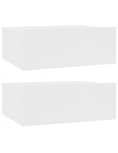Comodini Pensili 2pz Bianchi 40x30x15 cm in Legno Multistrato
