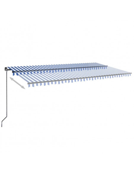 Tenda da Sole Retrattile Manuale con LED 600x350 cm Blu Bianco