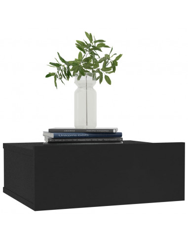 Comodino Pensile Nero 40x30x15 cm in Legno Multistrato