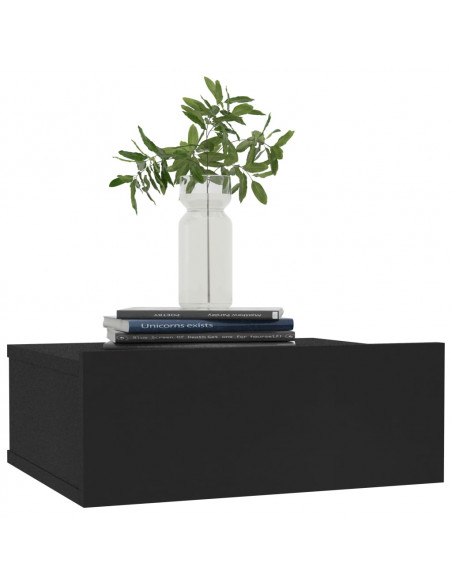 Comodino Pensile Nero 40x30x15 cm in Legno Multistrato