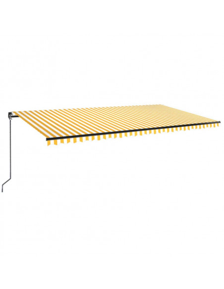 Tenda da Sole Retrattile Manuale LED 600x350 cm Giallo Bianco