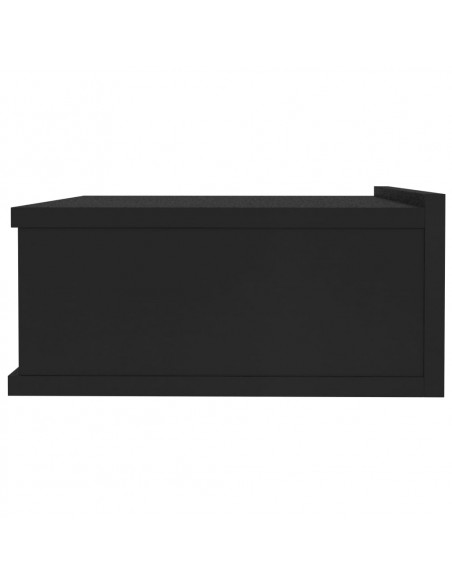 Comodino Pensile Nero 40x30x15 cm in Legno Multistrato