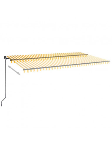 Tenda da Sole Retrattile Manuale LED 600x350 cm Giallo Bianco