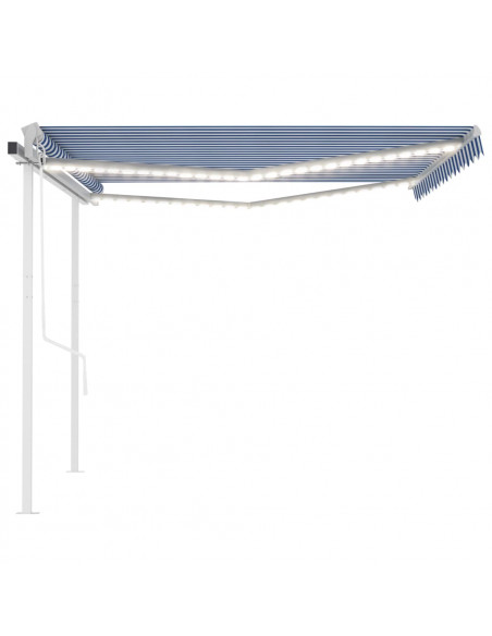 Tenda Automatica con Sensore Vento e LED 4x3 m Blu Bianca