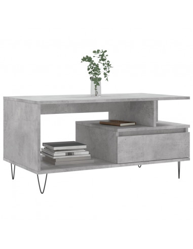 Tavolino Salotto Grigio Cemento 90x49x45 cm Legno Multistrato
