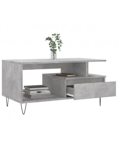 Tavolino Salotto Grigio Cemento 90x49x45 cm Legno Multistrato