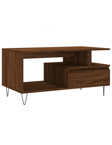 Tavolino Salotto Rovere Marrone 90x49x45 cm Legno Multistrato