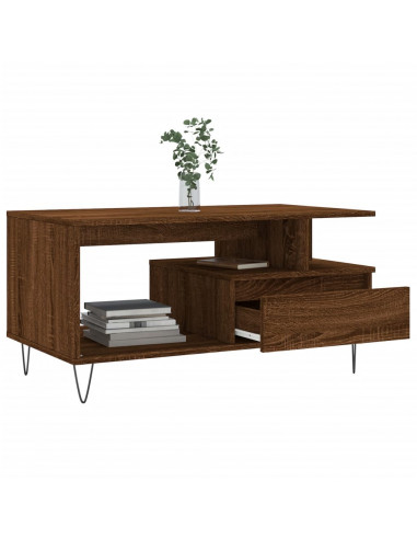 Tavolino Salotto Rovere Marrone 90x49x45 cm Legno Multistrato