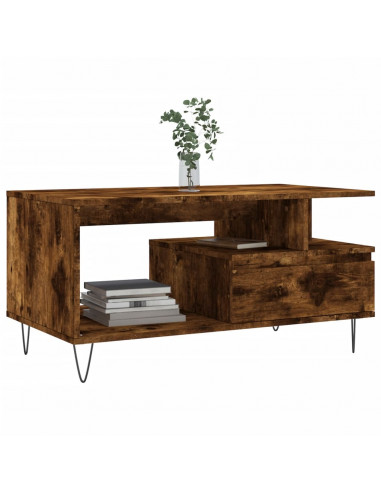Tavolino da Salotto Rovere Fumo 90x49x45 cm Legno Multistrato