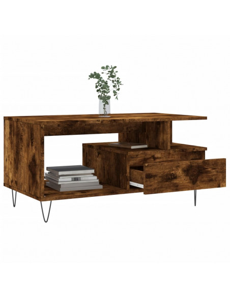 Tavolino da Salotto Rovere Fumo 90x49x45 cm Legno Multistrato