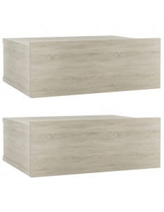 Comodini Pensili 2pz Rovere Sonoma 40x30x15cm Legno Multistrato 2