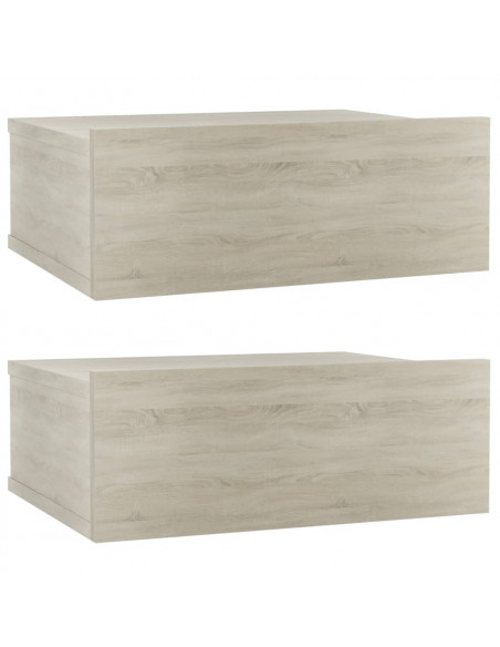 Comodini Pensili 2pz Rovere Sonoma 40x30x15cm Legno Multistrato