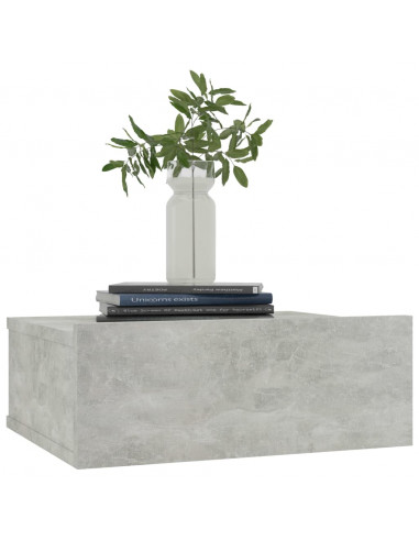 Comodino Pensile Grigio Cemento 40x30x15cm in Legno Multistrato