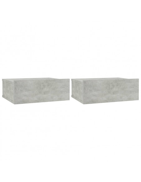 Comodini Pensili 2pz Grigio Cemento 40x30x15 Legno Multistrato