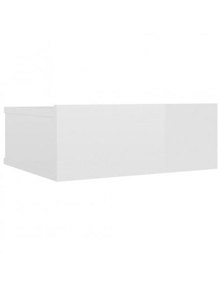 Comodino Pensile Bianco Lucido 40x30x15 cm in Legno Multistrato