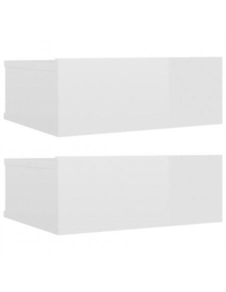 Comodini Pensili 2pz Bianco Lucido 40x30x15cm Legno Multistrato
