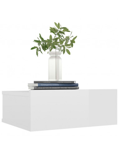 Comodini Pensili 2pz Bianco Lucido 40x30x15cm Legno Multistrato