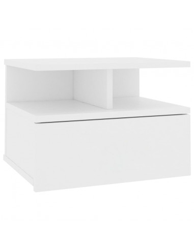 Comodino Pensile Bianco 40x31x27 cm in Legno Multistrato