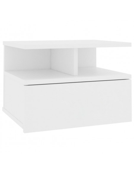 Comodino Pensile Bianco 40x31x27 cm in Legno Multistrato