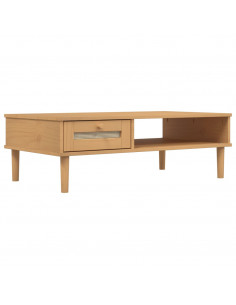 Tavolino SENJA Aspetto Rattan Marrone 100x55x33 Legno Massello 2