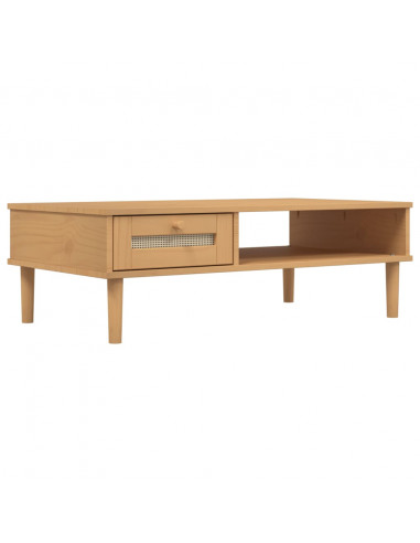 Tavolino SENJA Aspetto Rattan Marrone 100x55x33 Legno Massello