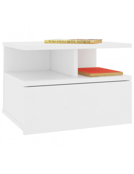Comodini Pensili 2pz Bianchi 40x31x27 cm in Legno Multistrato