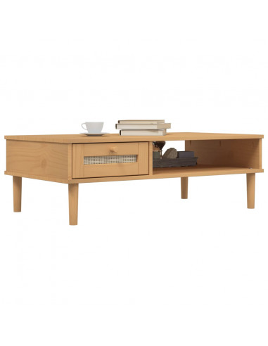 Tavolino SENJA Aspetto Rattan Marrone 100x55x33 Legno Massello