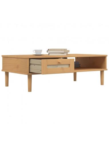 Tavolino SENJA Aspetto Rattan Marrone 100x55x33 Legno Massello