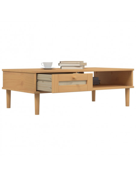 Tavolino SENJA Aspetto Rattan Marrone 100x55x33 Legno Massello