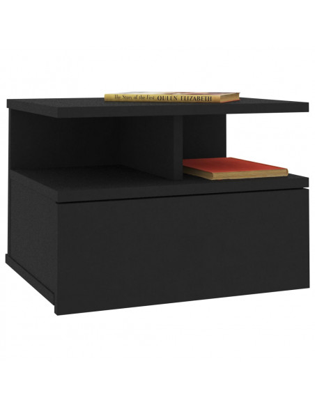 Comodino Pensile Nero 40x31x27 cm in Legno Multistrato