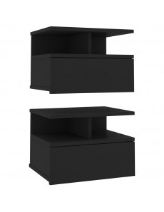 Comodini Pensili 2pz Neri 40x31x27 cm in Legno Multistrato 2