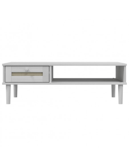 Tavolino SENJA Aspetto Rattan Bianco 100x55x33cm Legno Massello