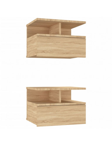 Comodini Pensili 2pz Rovere Sonoma 40x31x27cm Legno Multistrato