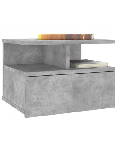 Comodino Pensile Grigio Cemento 40x31x27cm in Legno Multistrato