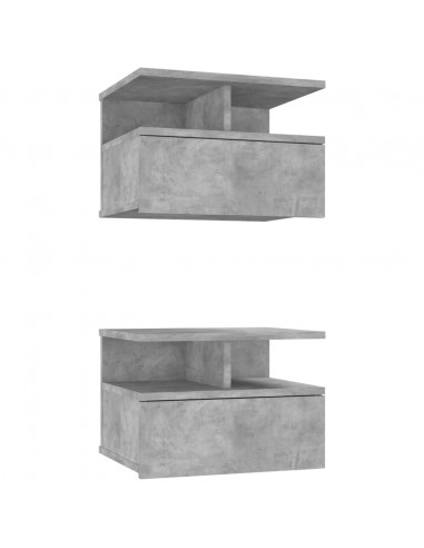 Comodini Pensili 2pz Grigio Cemento 40x31x27cm in Multistrato