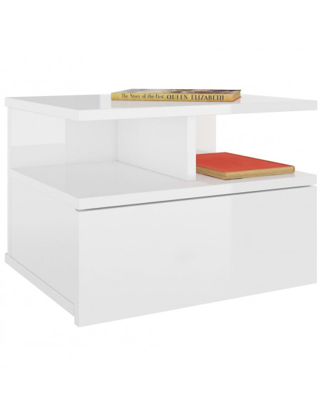 Comodini Pensili 2pz Bianco Lucido 40x31x27cm Legno Multistrato
