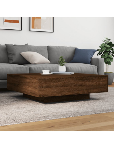 Tavolino Salotto Rovere Marrone 100x100x31 cm Legno Multistrato