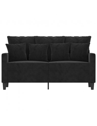 Divano a 2 Posti Nero 120 cm in Velluto