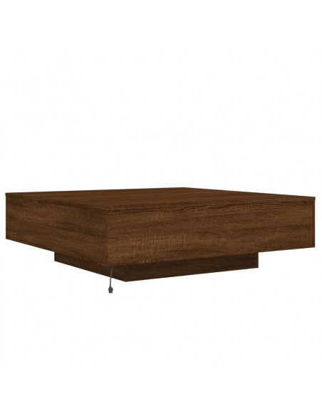 Tavolino da Soggiorno con Luci LED Rovere Marrone 100x100x31 cm
