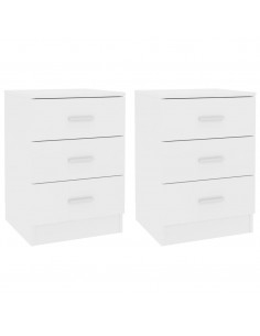 Comodini 2 pz Bianco 38x35x56 cm in Legno Ingegnerizzato 2